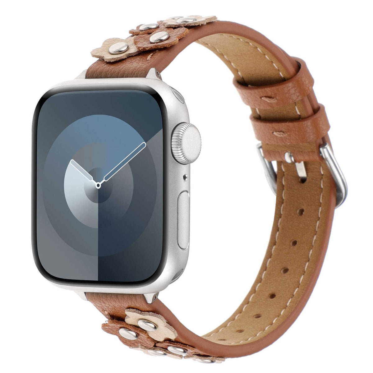 Floral Studded Leather Band for Apple Watch