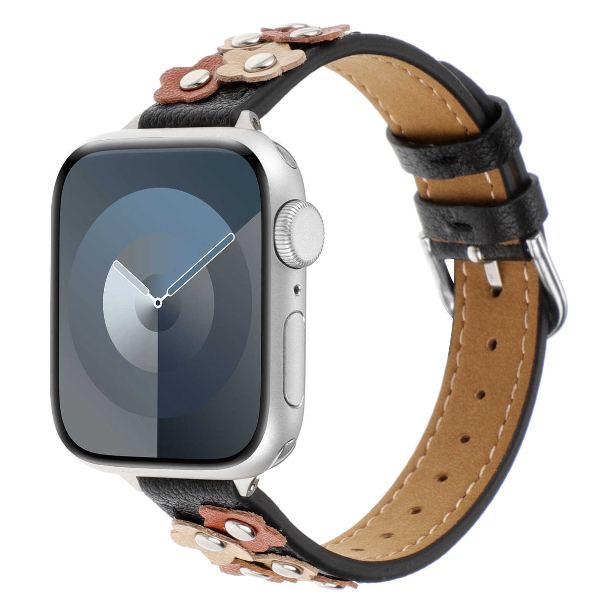 Floral Studded Leather Band for Apple Watch