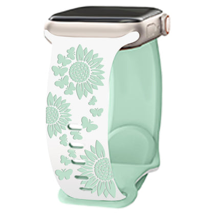 Floral & Butterfly Engraved Silicone Band for Apple Watch