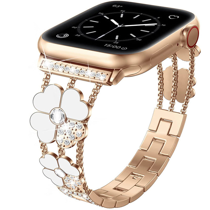Four-Leaf Clover Rhinestone Bracelet Band for Apple Watch