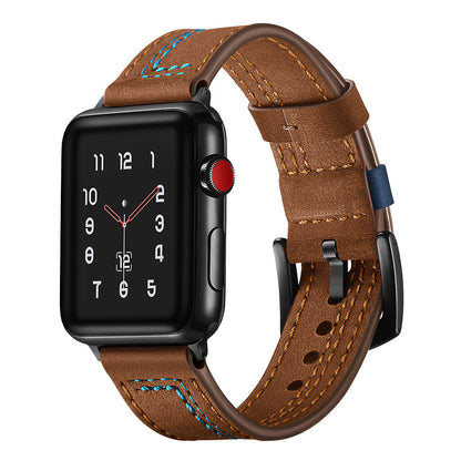Genuine Leather Contrast Stitch Band for Apple Watch