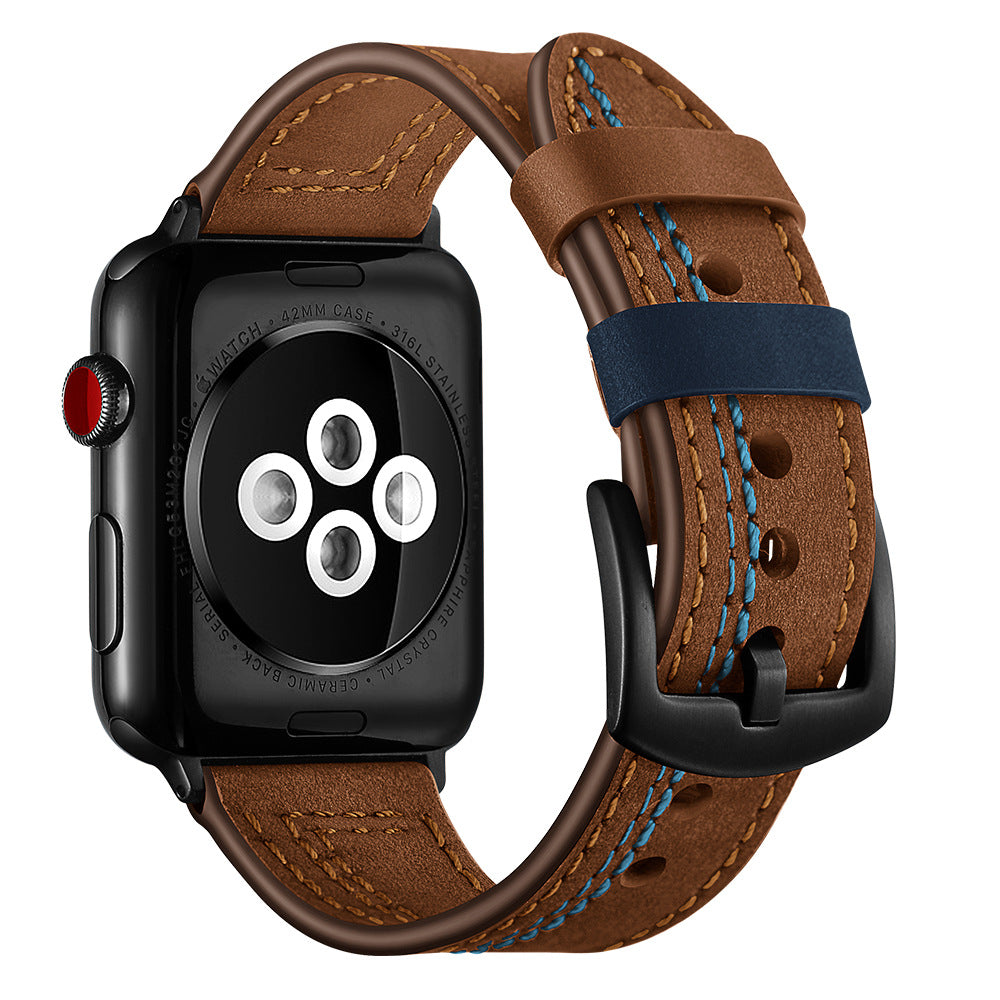Genuine Leather Contrast Stitch Band for Apple Watch