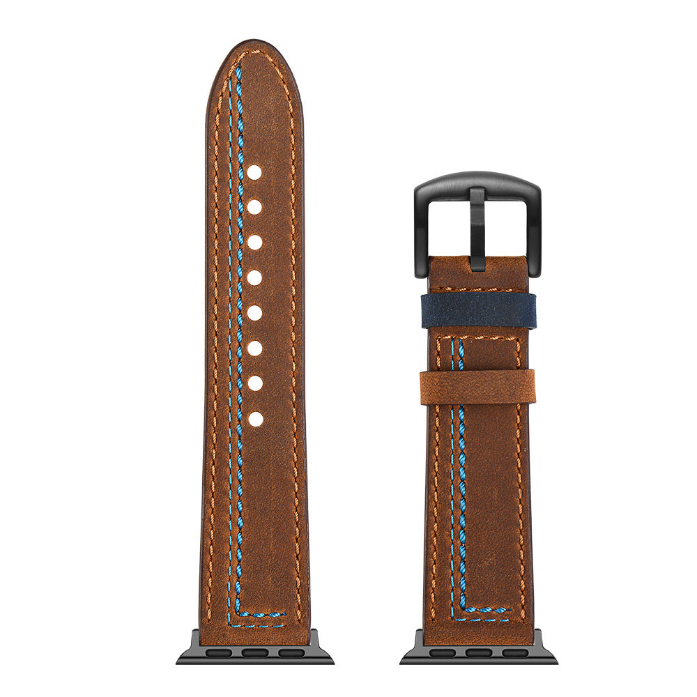 Genuine Leather Contrast Stitch Band for Apple Watch
