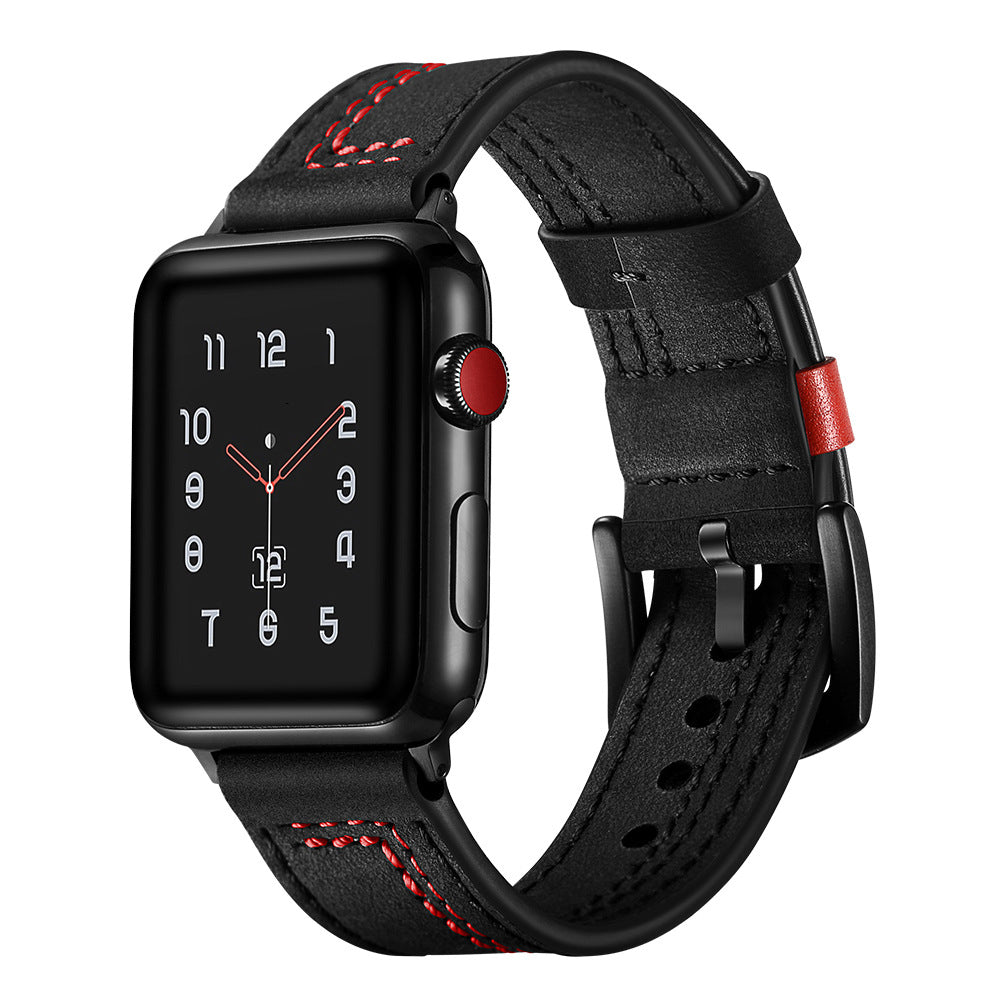 Genuine Leather Contrast Stitch Band for Apple Watch