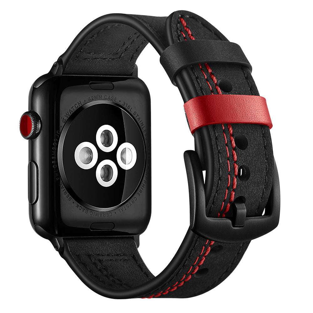 Genuine Leather Contrast Stitch Band for Apple Watch