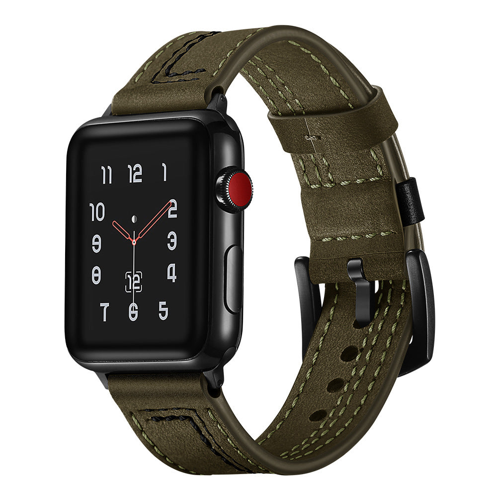 Genuine Leather Contrast Stitch Band for Apple Watch