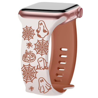 Halloween Ghost Engraved Silicone Band for Apple Watch