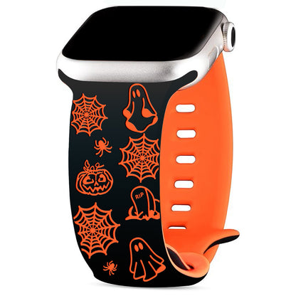 Halloween Ghost Engraved Silicone Band for Apple Watch