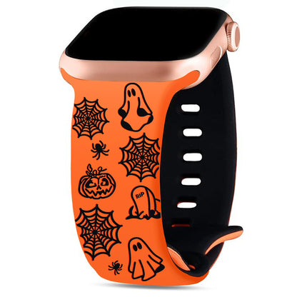 Halloween Ghost Engraved Silicone Band for Apple Watch