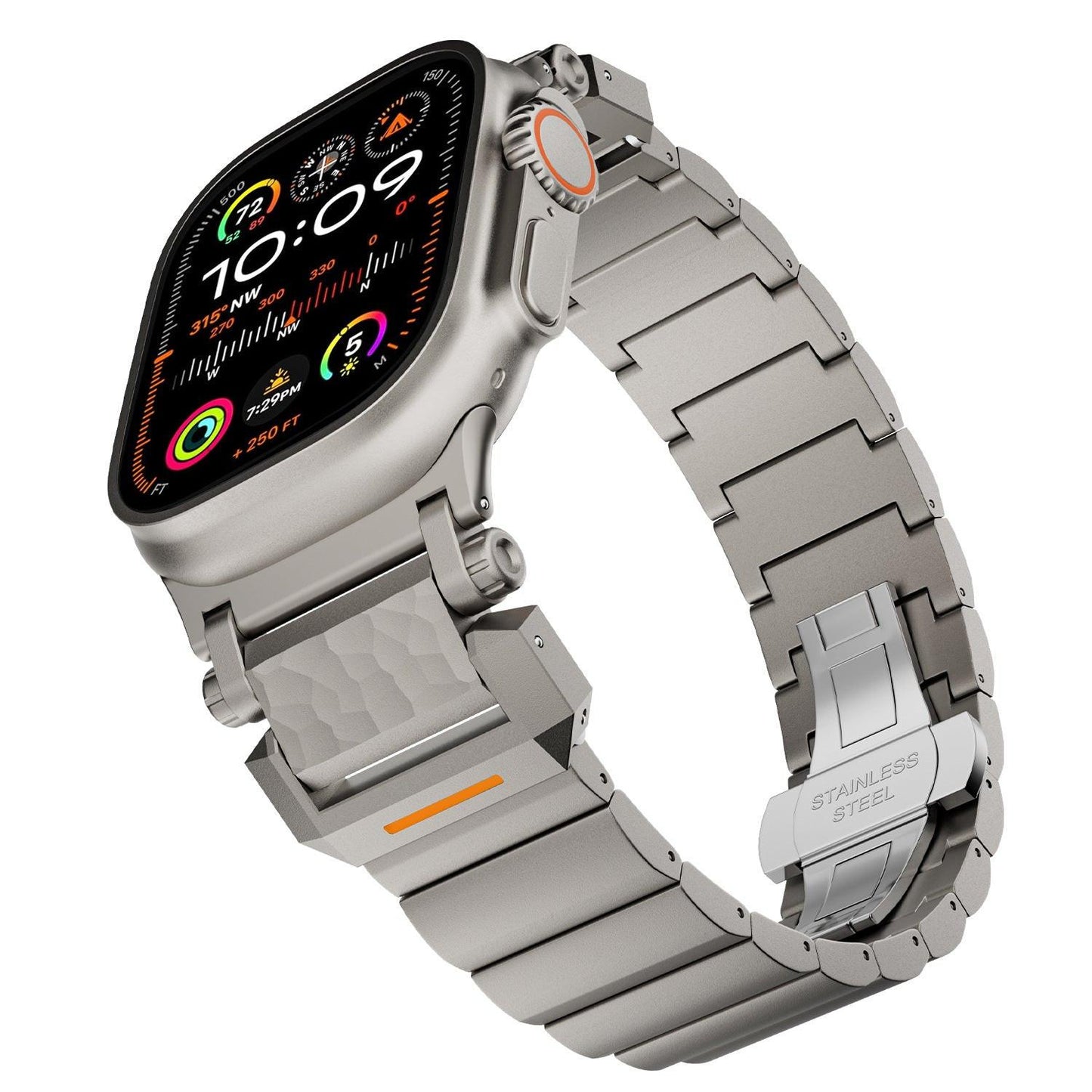 Hammered Titanium Band for Apple Watch with Stainless Steel End Links
