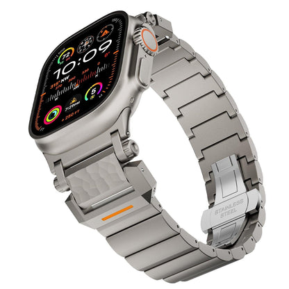 Hammered Titanium Band for Apple Watch with Stainless Steel End Links