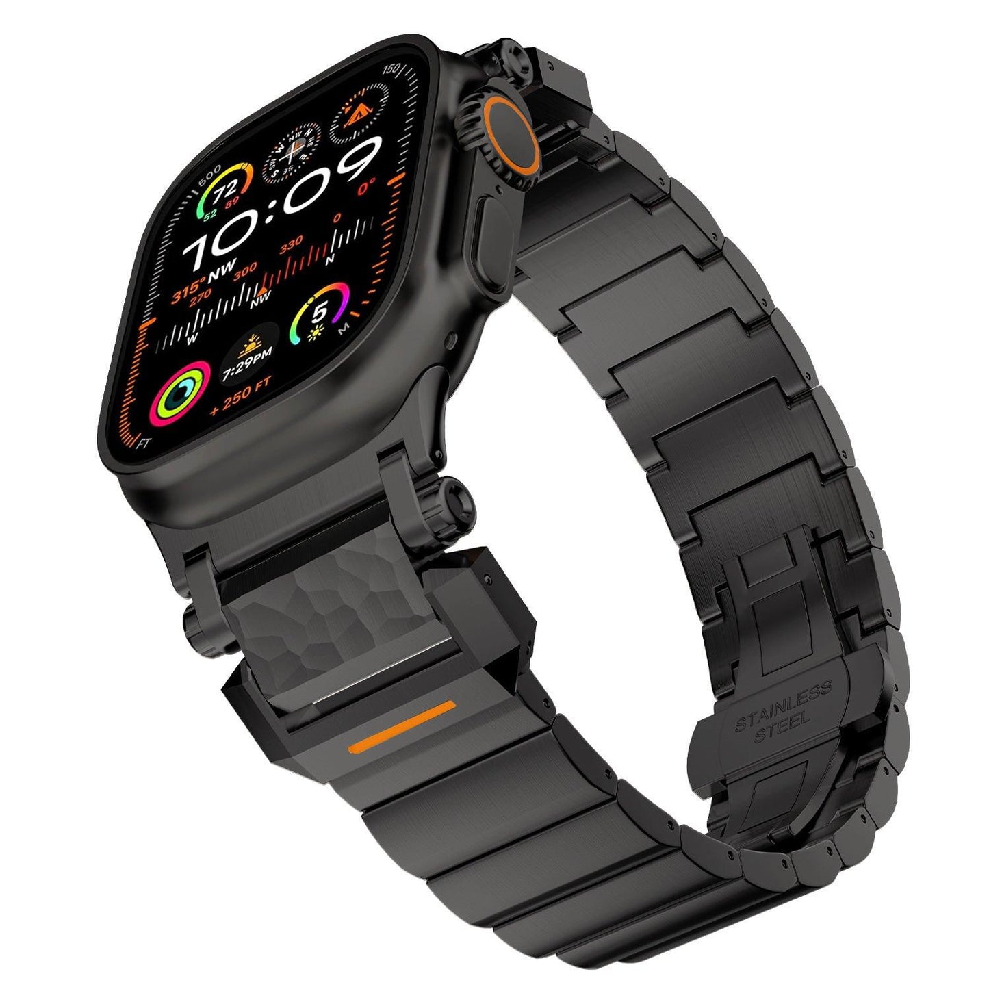 Hammered Titanium Band for Apple Watch with Stainless Steel End Links