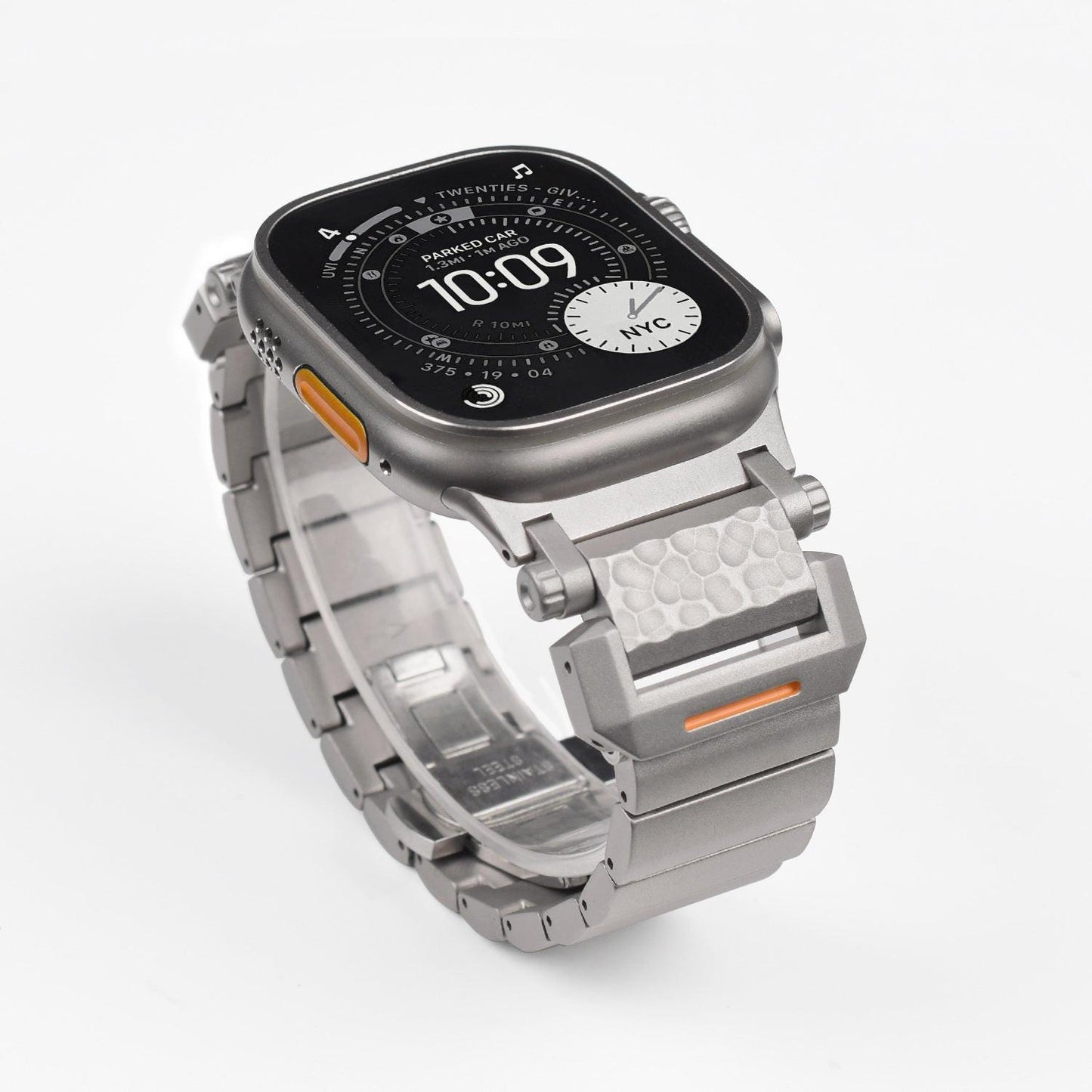 Hammered Titanium Band for Apple Watch with Stainless Steel End Links