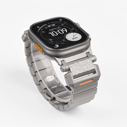 Hammered Titanium Band for Apple Watch with Stainless Steel End Links
