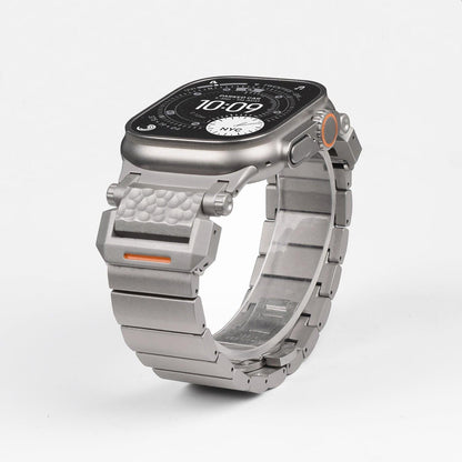Hammered Titanium Band for Apple Watch with Stainless Steel End Links