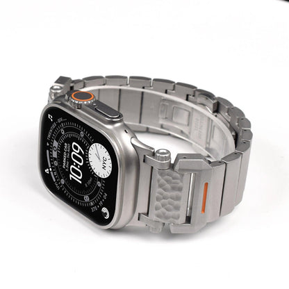 Hammered Titanium Band for Apple Watch with Stainless Steel End Links