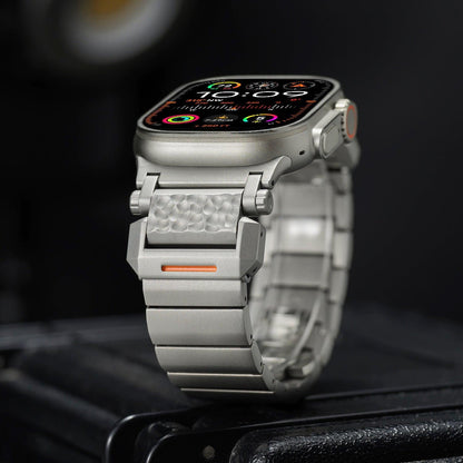 Hammered Titanium Band for Apple Watch with Stainless Steel End Links