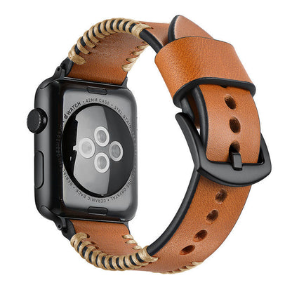 Hand-Stitched Full-Grain Leather Band for Apple Watch
