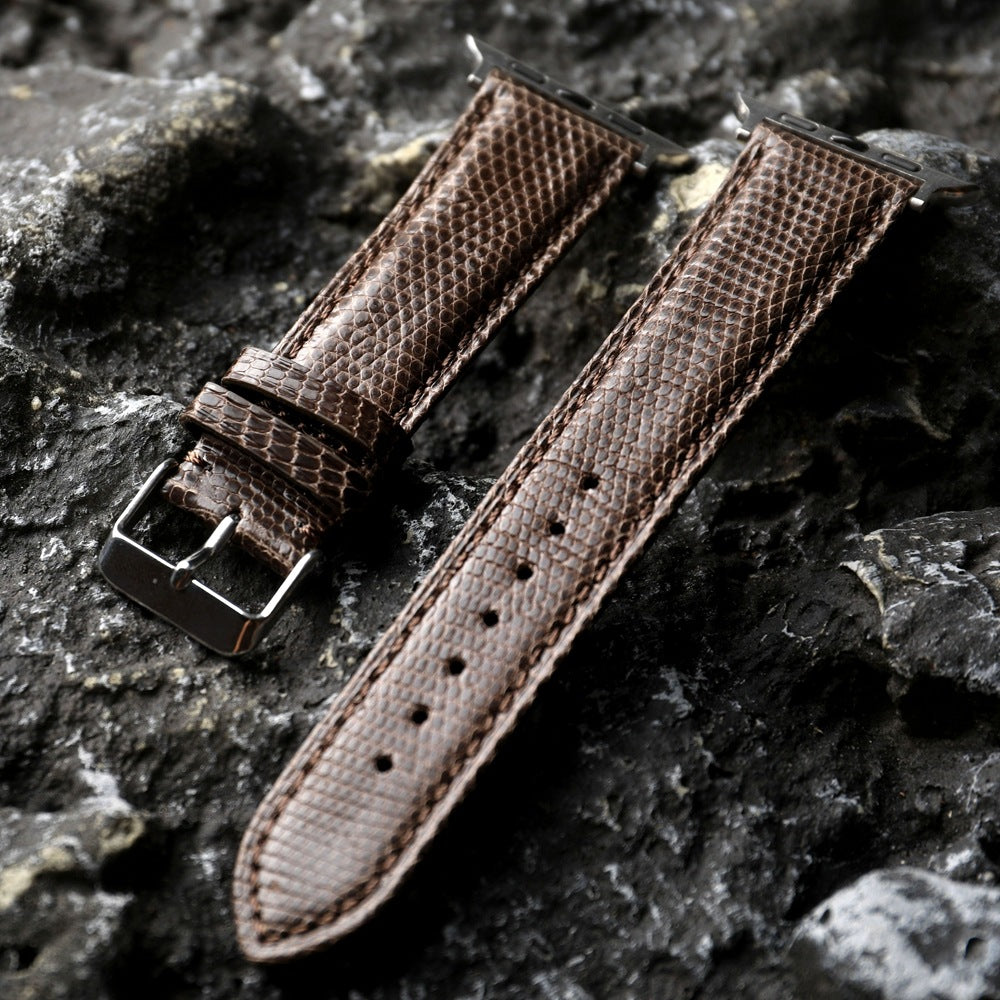 Handcrafted Lizard Leather Band with Cowhide Lining for Apple Watch