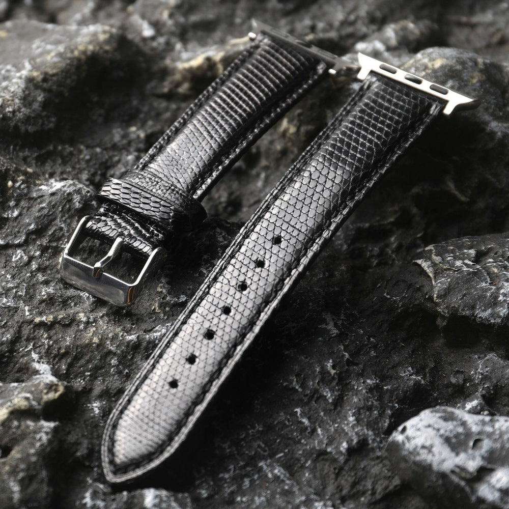 Handcrafted Lizard Leather Band with Cowhide Lining for Apple Watch