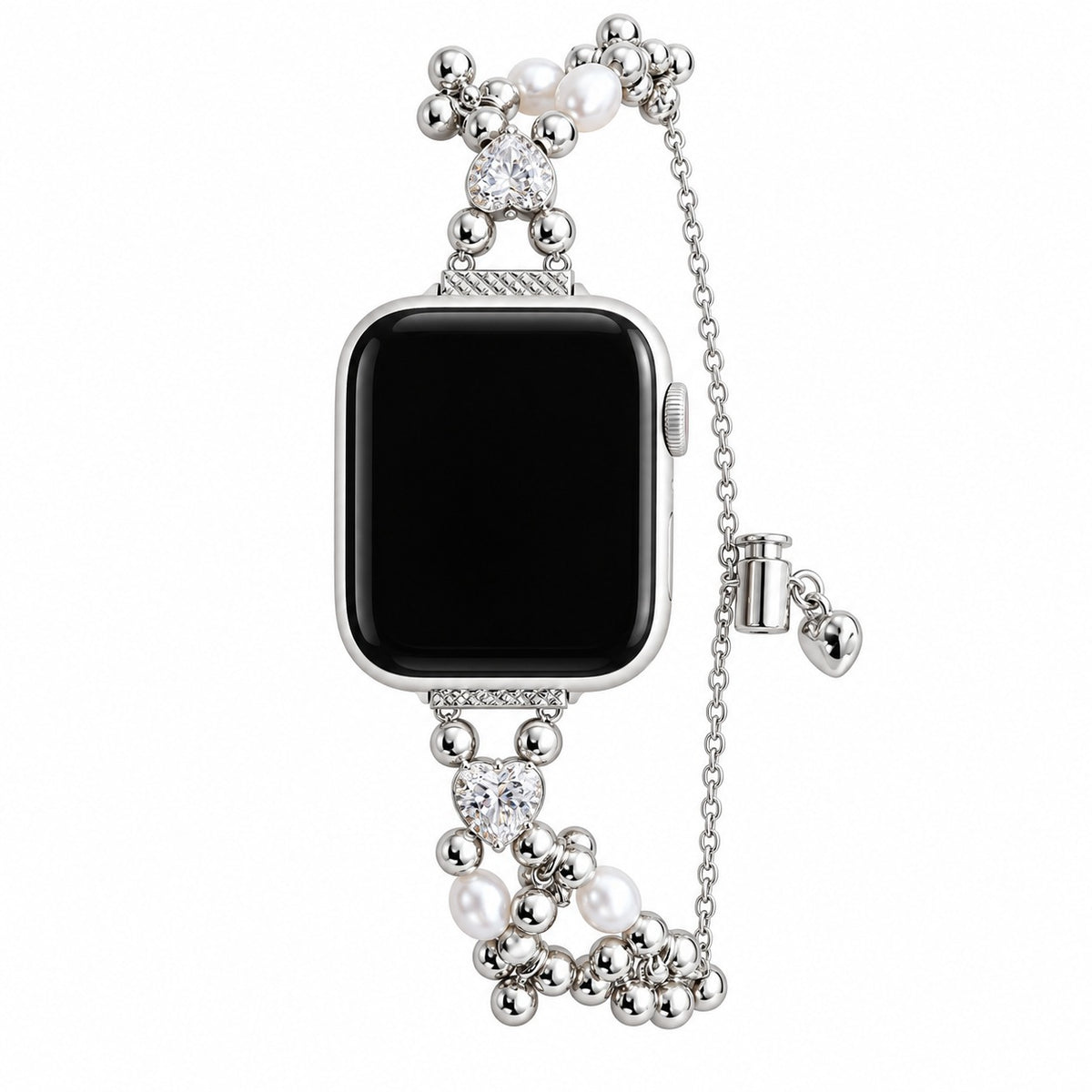 Heart Crystal Pearl Charm Bracelet Band for Apple Watch