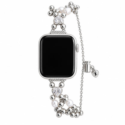 Heart Crystal Pearl Charm Bracelet Band for Apple Watch