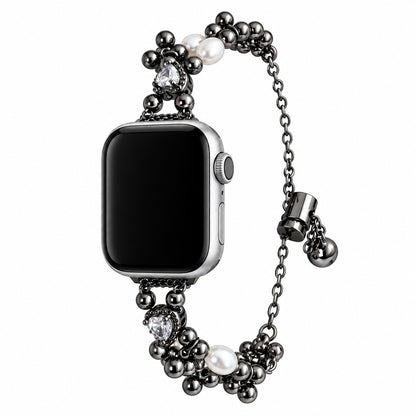 Heart Crystal Pearl Charm Bracelet Band for Apple Watch
