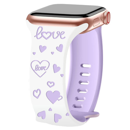 Heart Imprint Laser-Engraved Silicone Band for Apple Watch