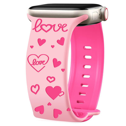 Heart Imprint Laser-Engraved Silicone Band for Apple Watch