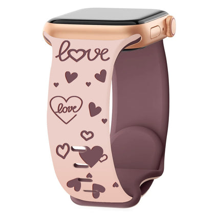 Heart Imprint Laser-Engraved Silicone Band for Apple Watch