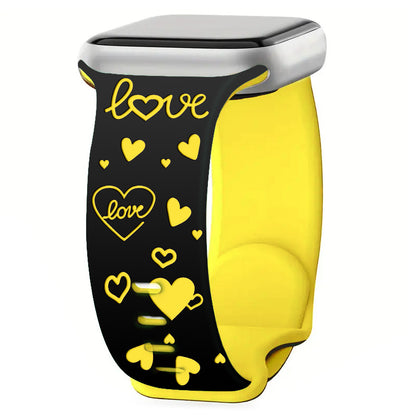 Heart Imprint Laser-Engraved Silicone Band for Apple Watch