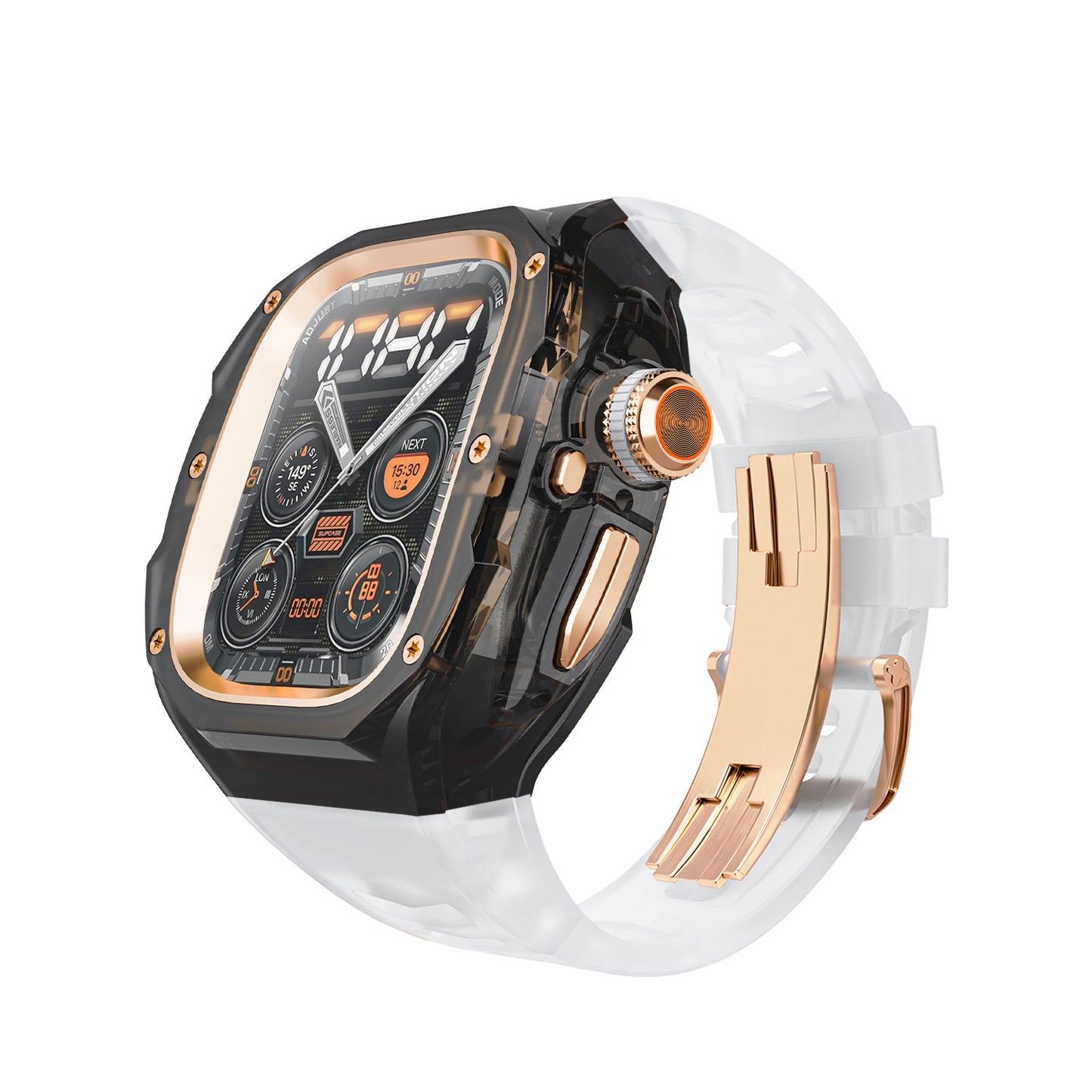 Integrated Clear Quick-Release Protective Case for Apple Watch
