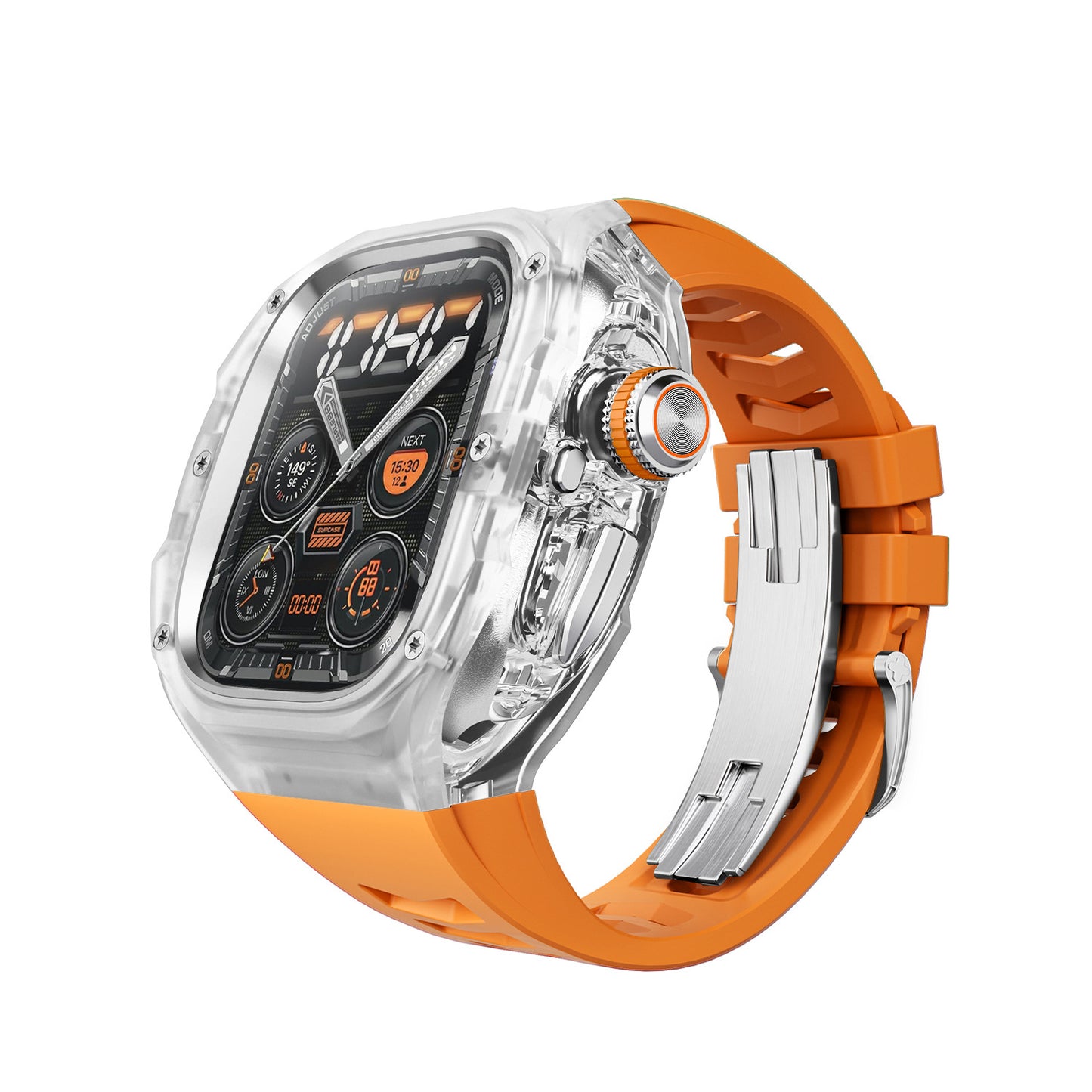 Integrated Clear Quick-Release Protective Case for Apple Watch