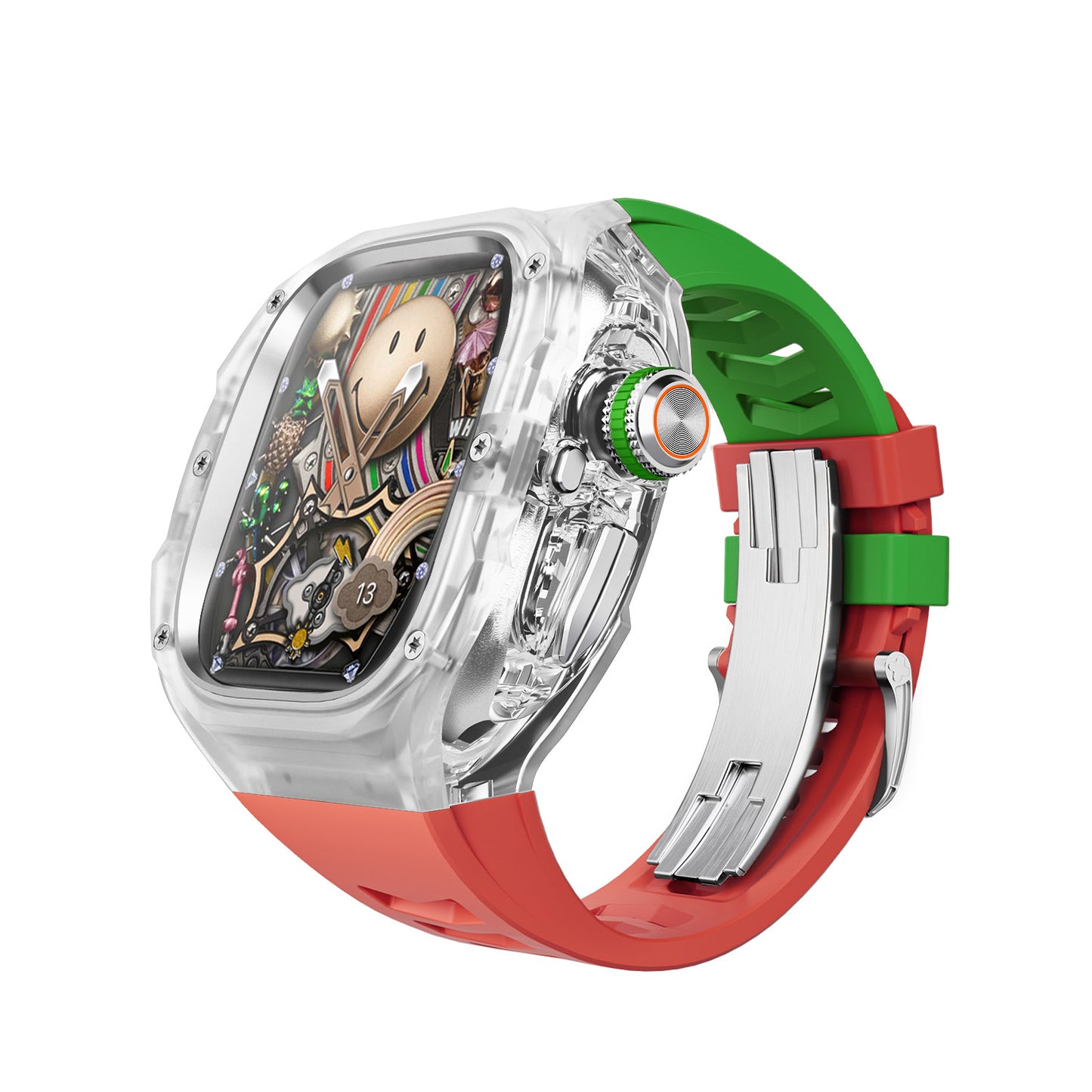 Integrated Clear Quick-Release Protective Case for Apple Watch