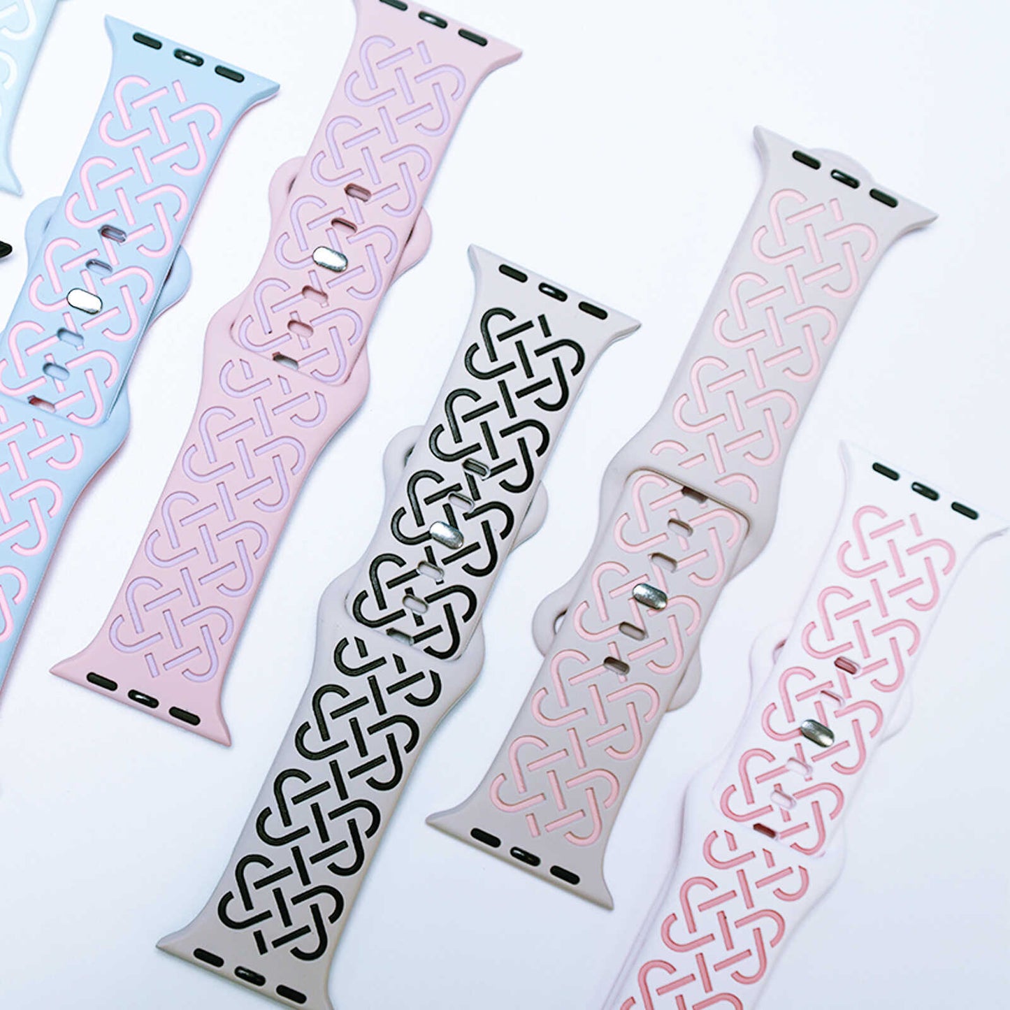 Interwoven Grace Engraved Silicone Band for Apple Watch.