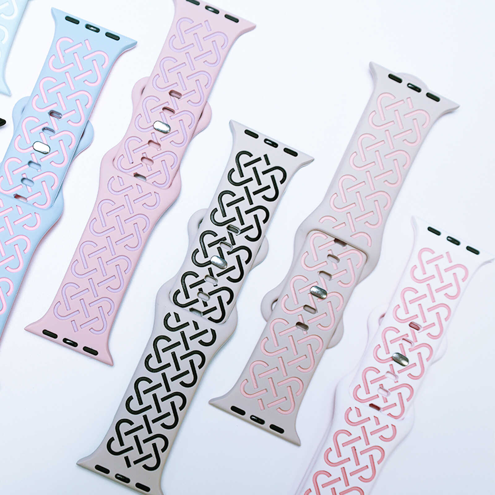 Interwoven Grace Engraved Silicone Band for Apple Watch.