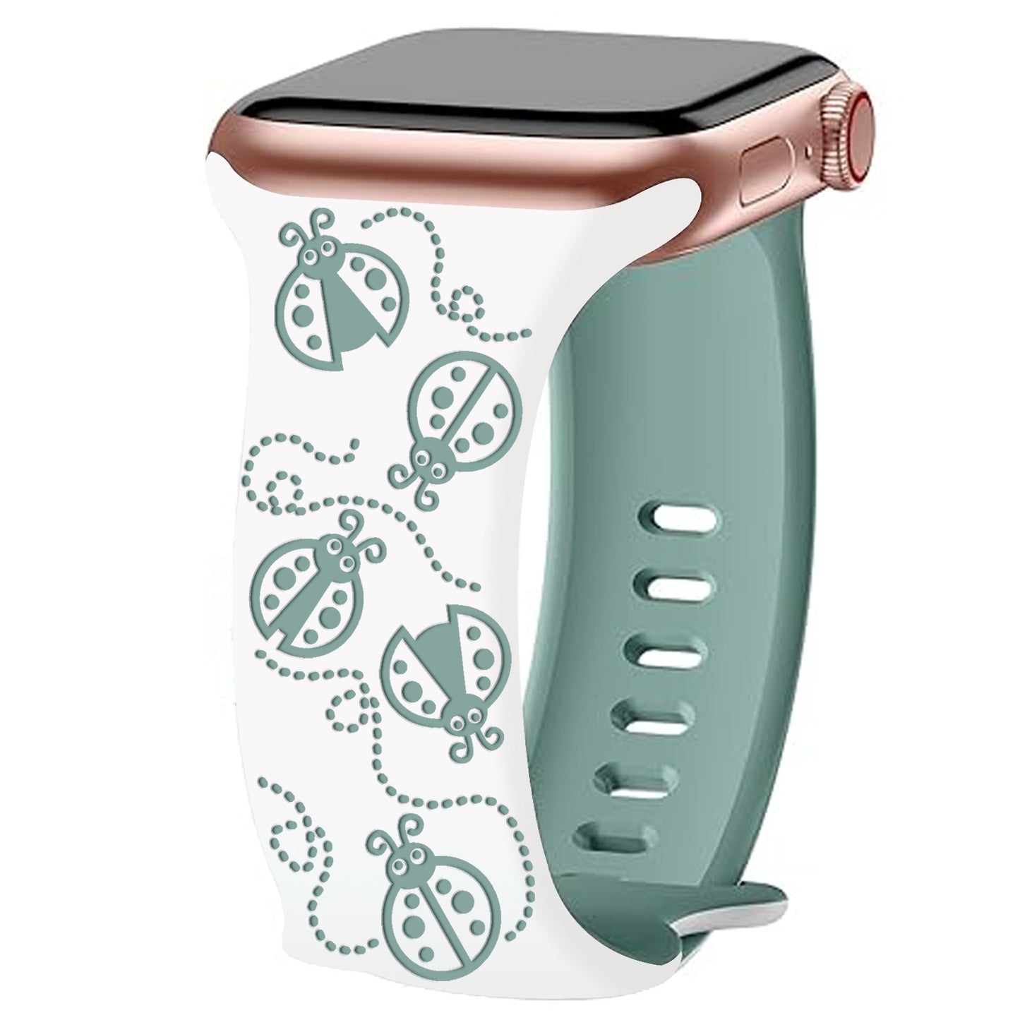 Ladybug Trail Laser-Engraved Dual-Tone Silicone Band for Apple Watch