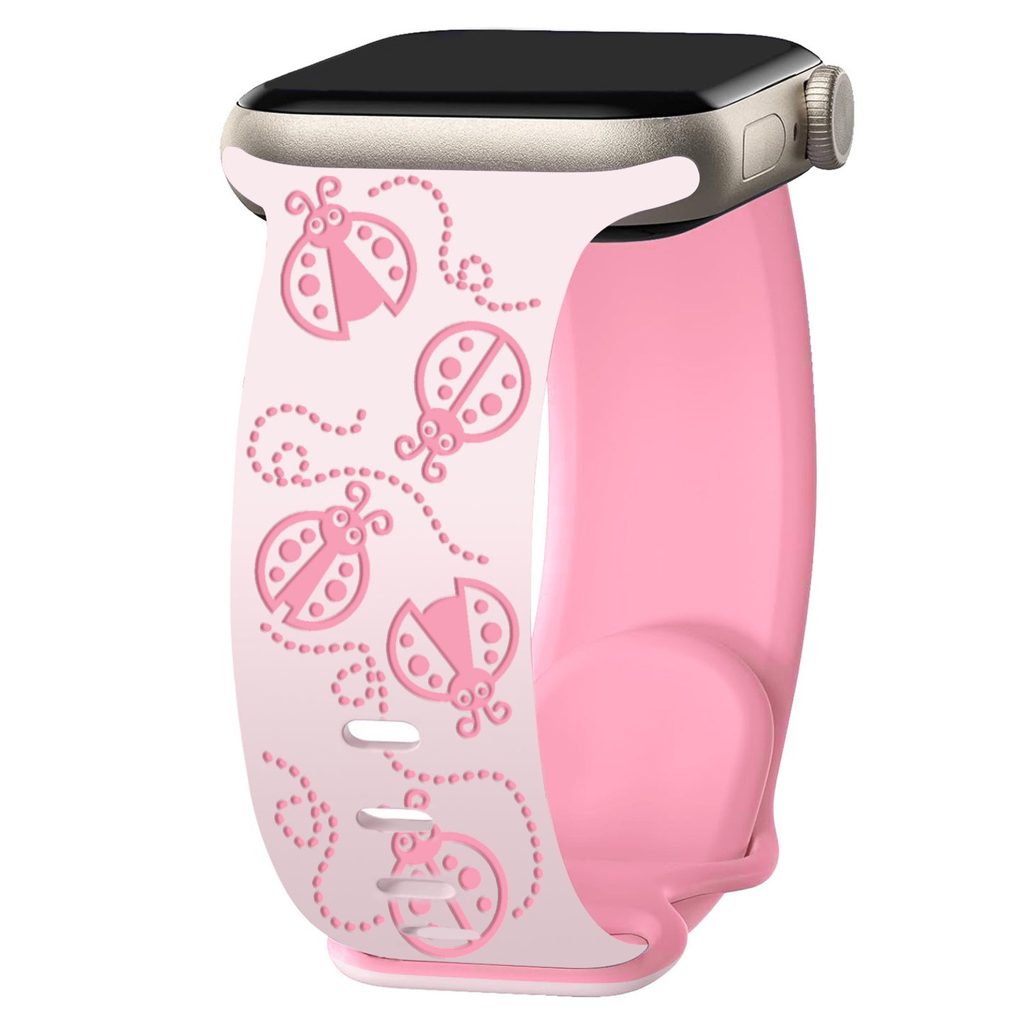 Ladybug Trail Laser-Engraved Dual-Tone Silicone Band for Apple Watch