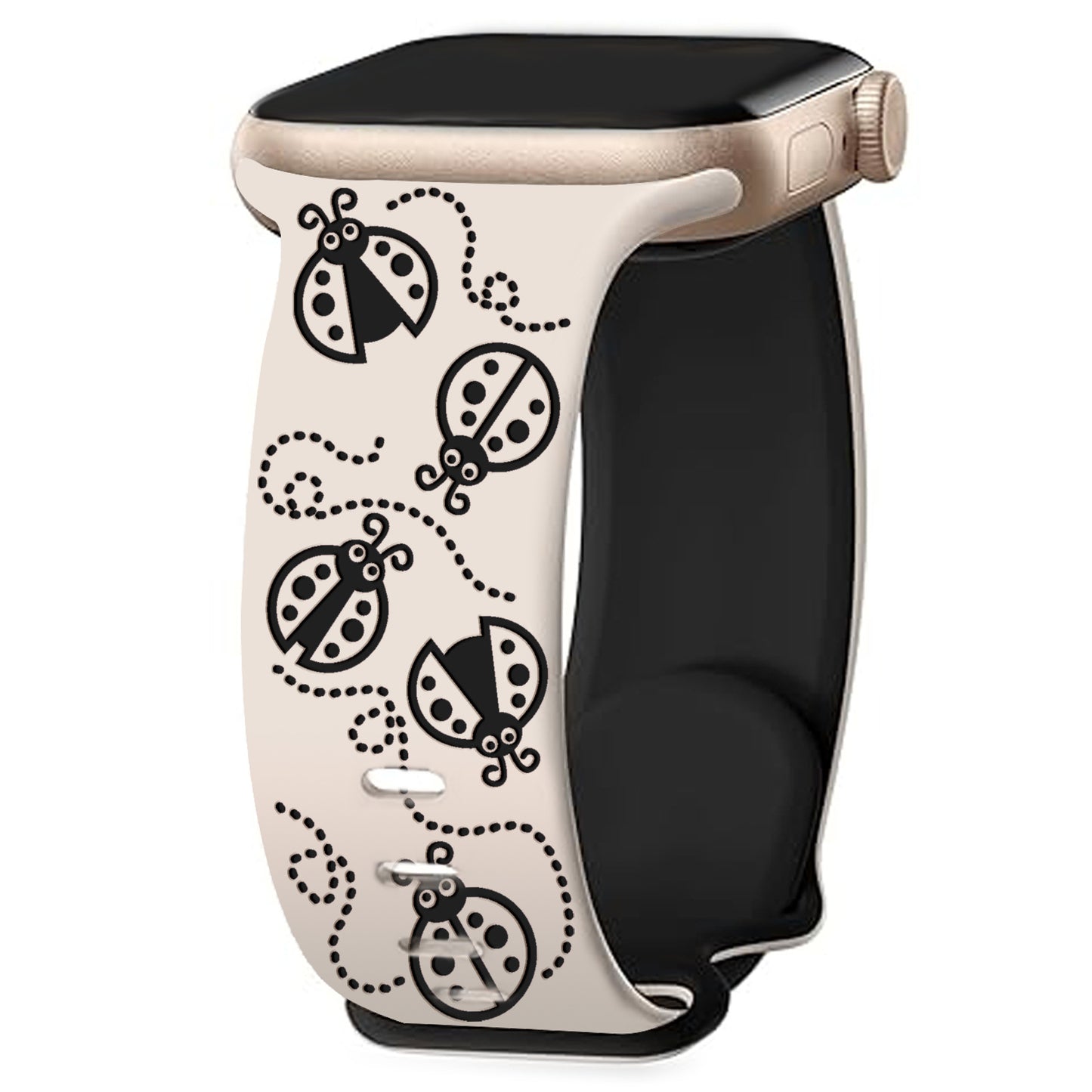 Ladybug Trail Laser-Engraved Dual-Tone Silicone Band for Apple Watch