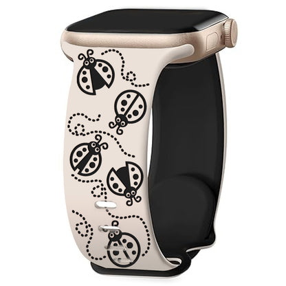 Ladybug Trail Laser-Engraved Dual-Tone Silicone Band for Apple Watch