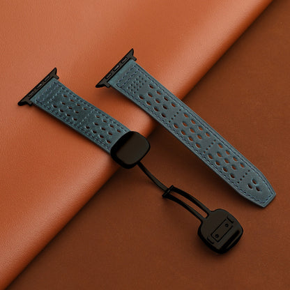 Leather Band for Apple Watch with Magnetic Clasp and Breathable Design