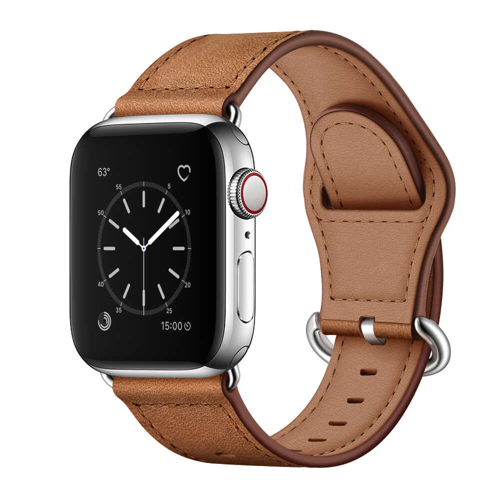 Leather Band for Apple Watch with Ring Loop Closure.