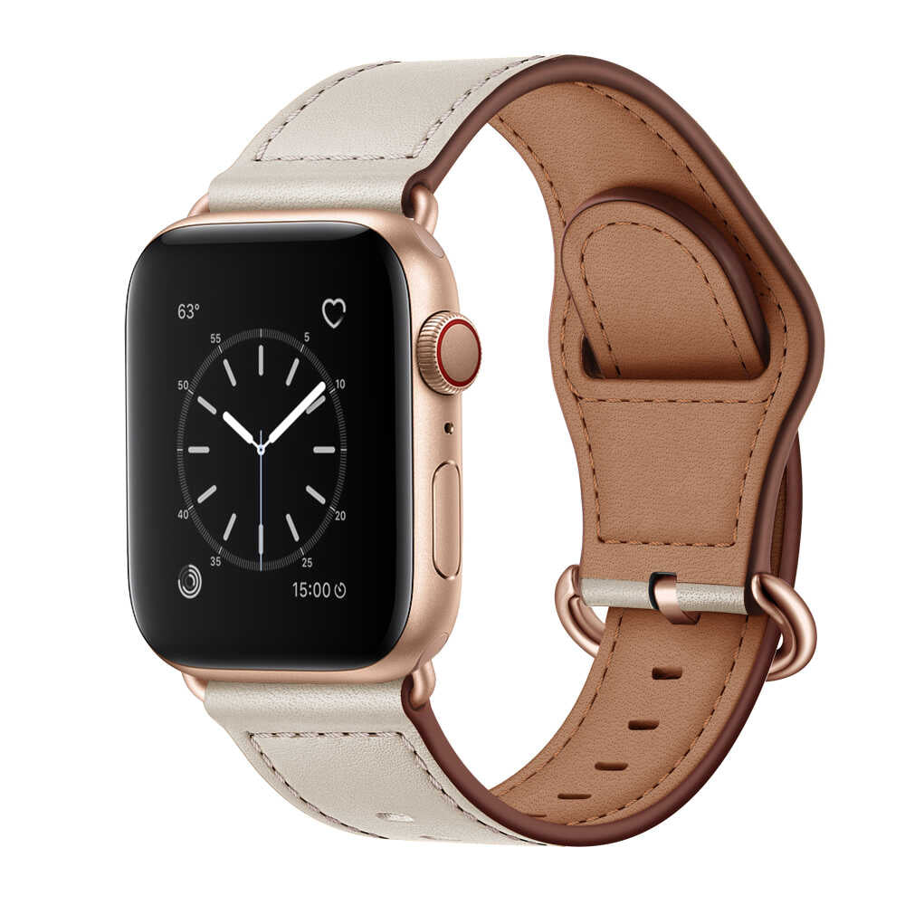 Leather Band for Apple Watch with Ring Loop Closure.