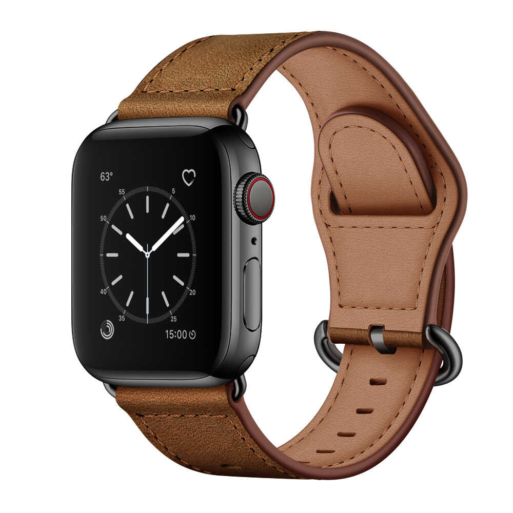 Leather Band for Apple Watch with Ring Loop Closure.