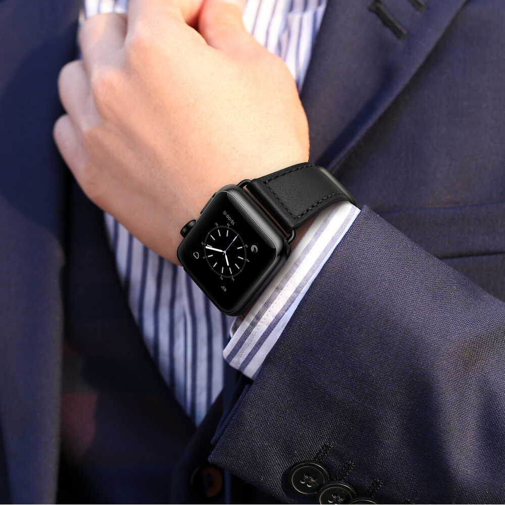 Leather Band for Apple Watch with Ring Loop Closure.