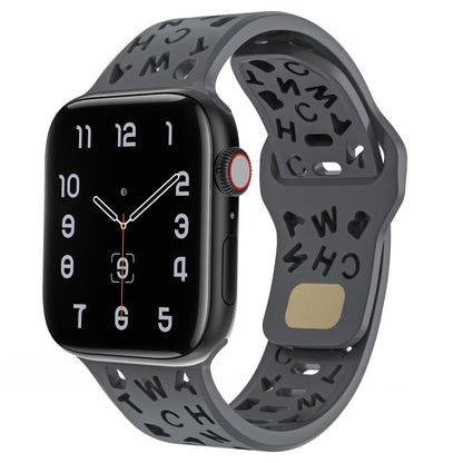 Letter Cutout Silicone Band for Apple Watch