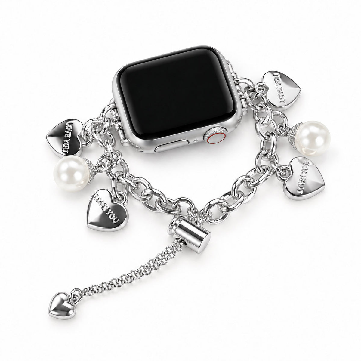 Love You Pearl Charm Chain Bracelet Band for Apple Watch