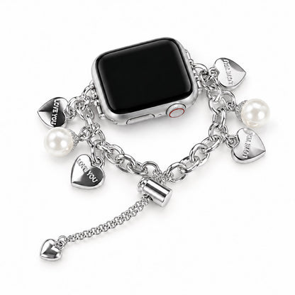 Love You Pearl Charm Chain Bracelet Band for Apple Watch