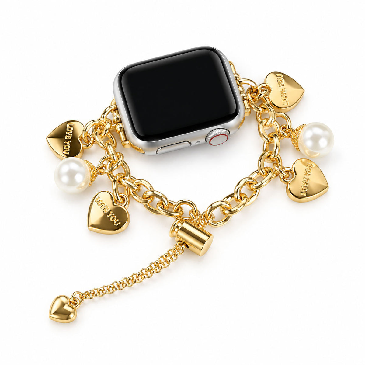 Love You Pearl Charm Chain Bracelet Band for Apple Watch