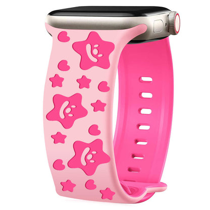 Lucky Star Engraved Silicone Band for Apple Watch.